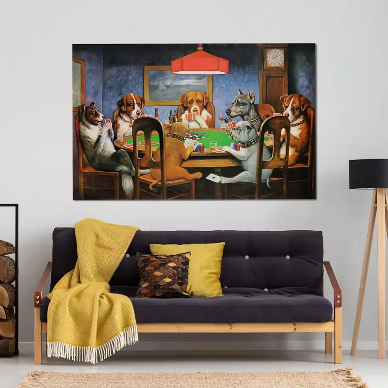 Dogs Playing Poker, Playing Room Decor, Gaming Room Art, Poker Canvas Art, Dogs Canvas Art, Poker Art Decor, Modern Canvas, Home Decor - 7