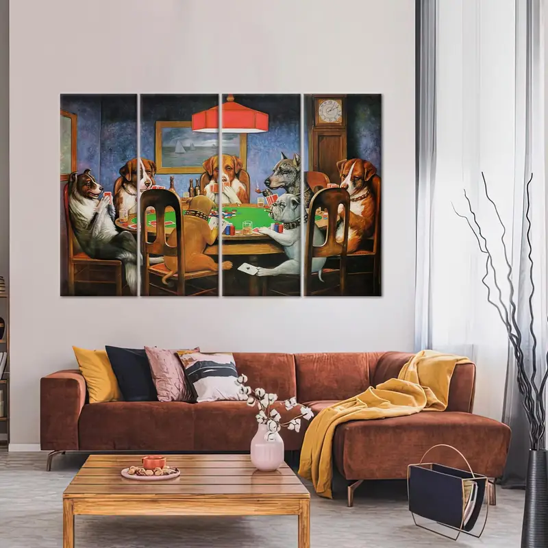 Dogs Playing Poker, Playing Room Decor, Gaming Room Art, Poker Canvas Art, Dogs Canvas Art, Poker Art Decor, Modern Canvas, Home Decor - 8