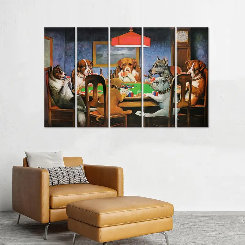 Dogs Playing Poker, Playing Room Decor, Gaming Room Art, Poker Canvas Art, Dogs Canvas Art, Poker Art Decor, Modern Canvas, Home Decor - 9