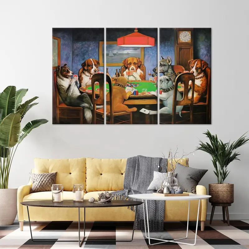 Dogs Playing Poker, Playing Room Decor, Gaming Room Art, Poker Canvas Art, Dogs Canvas Art, Poker Art Decor, Modern Canvas, Home Decor - 1