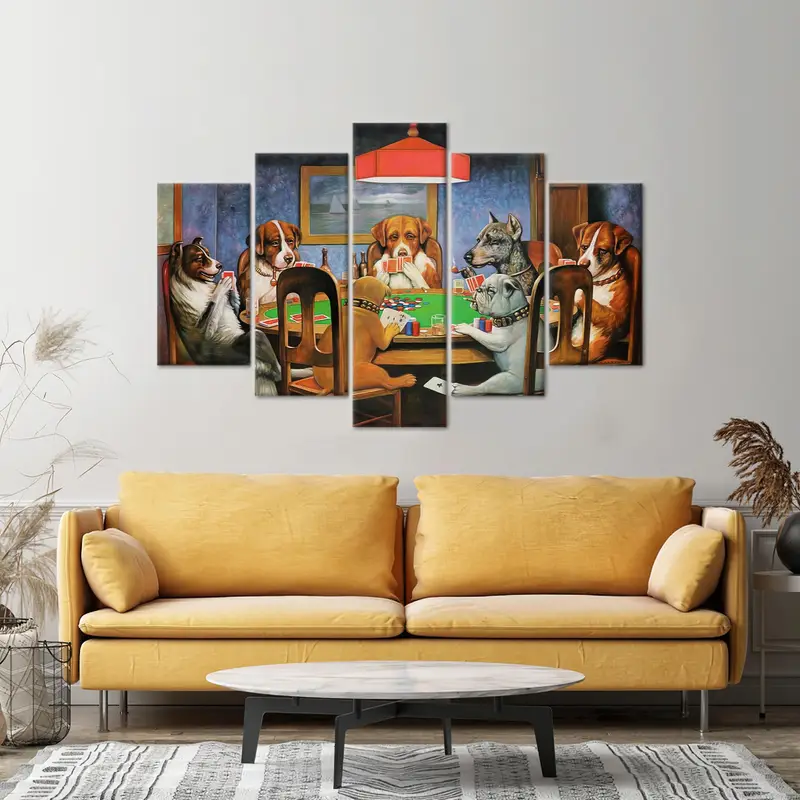 Dogs Playing Poker, Playing Room Decor, Gaming Room Art, Poker Canvas Art, Dogs Canvas Art, Poker Art Decor, Modern Canvas, Home Decor - 2