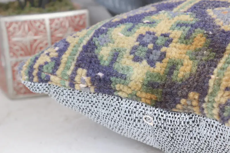 Kilim Pillow, Vintage Pillow, Pillow Sham, 12x12 Yellow Cushion Case, Kilim Pillow Cover, Authentic Cushion Cover, Turkish Rugs Pillow Case - 7