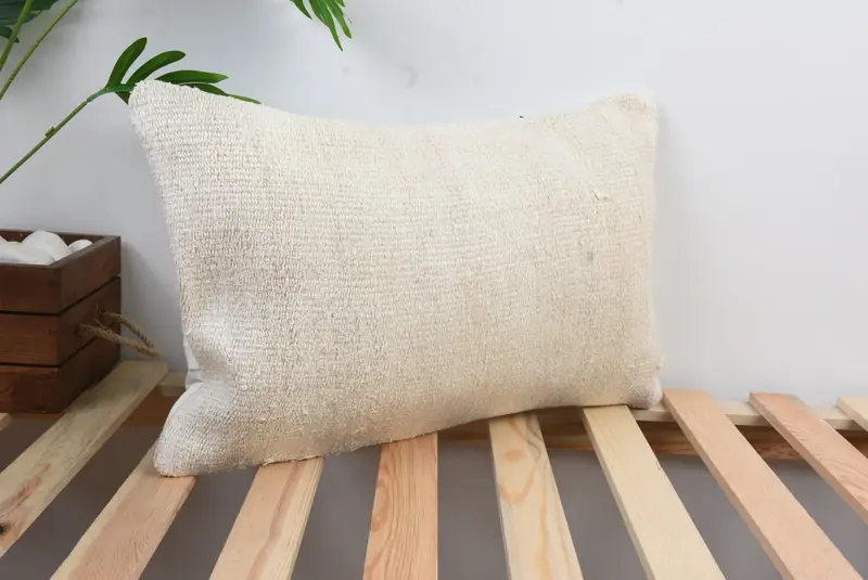 Turkish Pillow, Pillow Cover, Ethnical Kilim Rug Pillow, Bench Pillow Cover, 12x20 White Pillow, Garden Cushion Case, Boho Pillow Sham Cover - 4