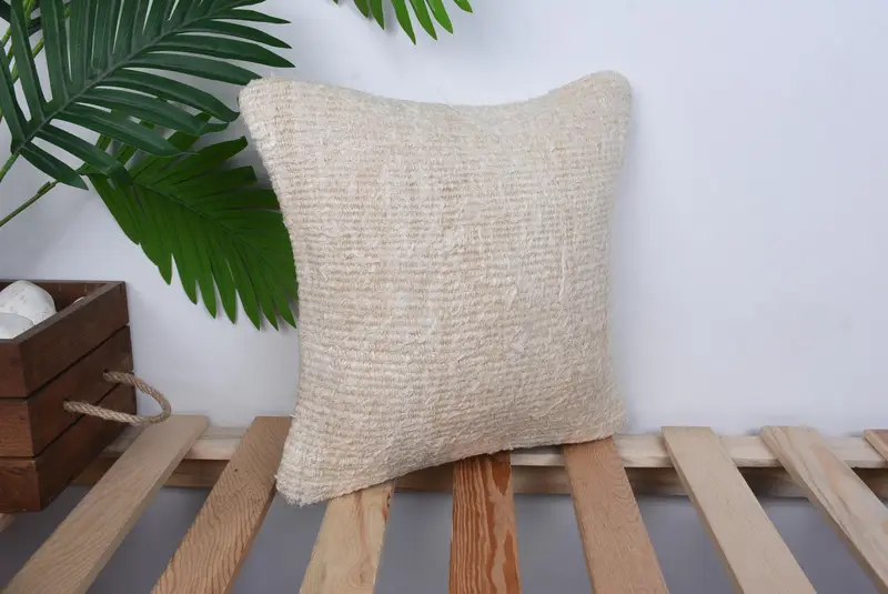 Sofa Cushion, Pillow, Turkish Kilim Pillow, Handmade Kilim Cushion, 12x12 Beige Cushion Cover, Vintage Kilim Throw Pillow, Meditation Cushion Case - 4
