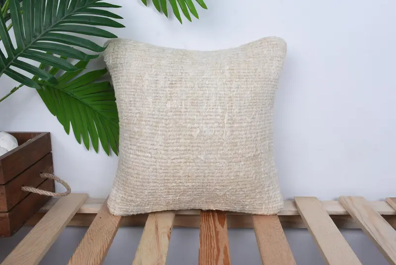 Sofa Cushion, Pillow, Turkish Kilim Pillow, Handmade Kilim Cushion, 12x12 Beige Cushion Cover, Vintage Kilim Throw Pillow, Meditation Cushion Case - 1