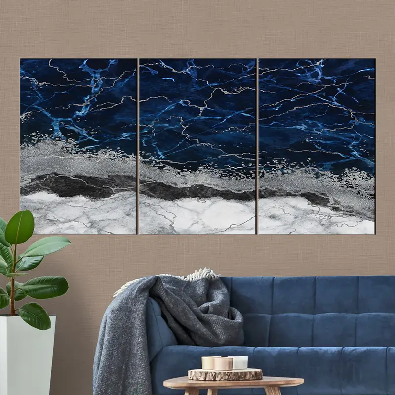 Modern Artwork, Blue Gray Marble Canvas , Luxury Wall Art, Abstract Wall Decor, Navy Blue Abstract, Marble Canvas Art, Contemporary Art - 2