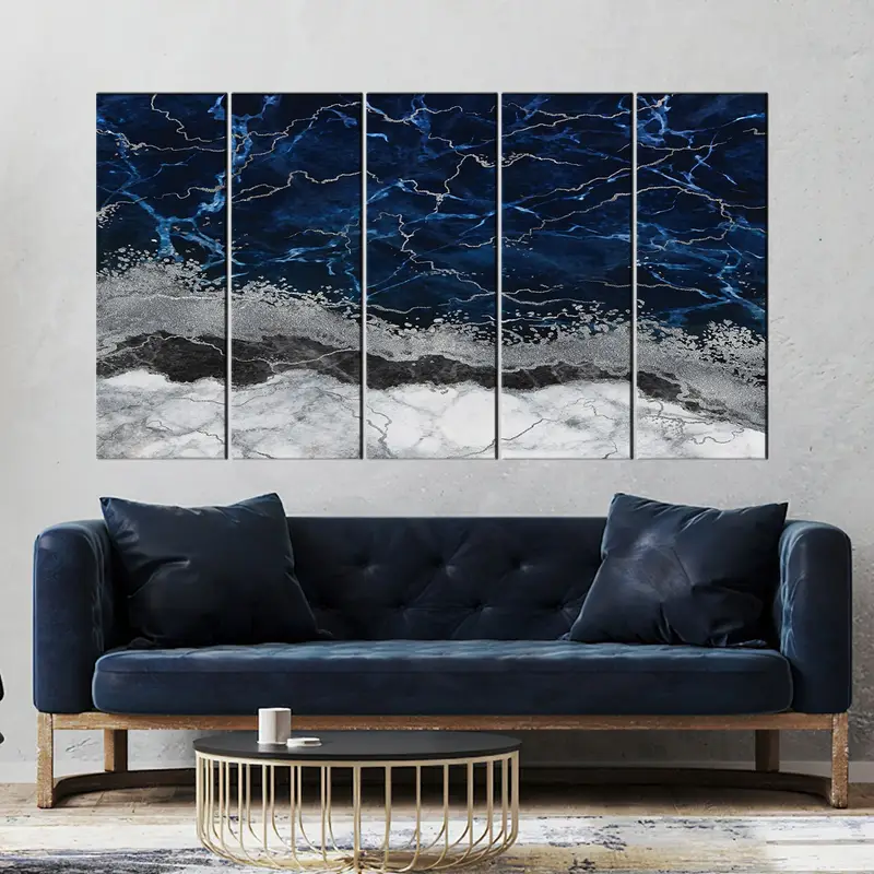 Modern Artwork, Blue Gray Marble Canvas , Luxury Wall Art, Abstract Wall Decor, Navy Blue Abstract, Marble Canvas Art, Contemporary Art - 8