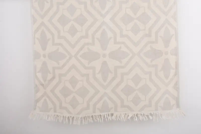 Light Gray Tulip Patterned Hand Towel, Turkish Cotton, 40x24 Inches