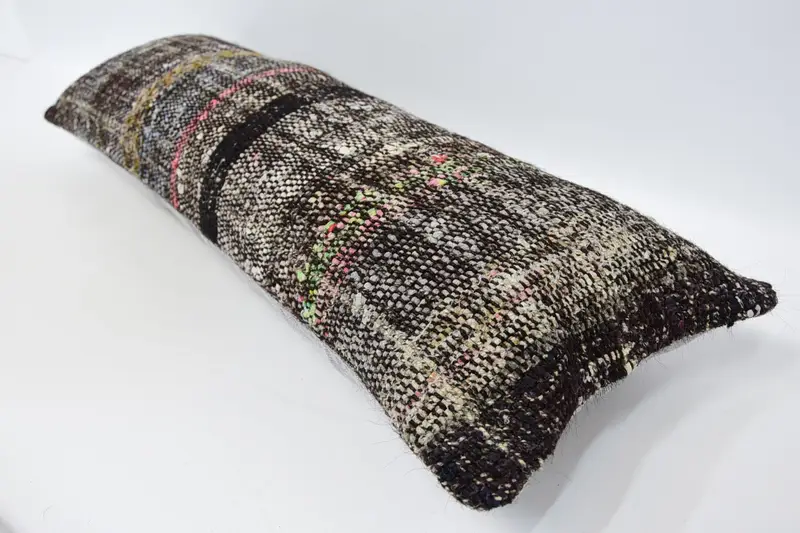 Bolster Cushion Cover, 12x36 Brown Pillow Sham, Vintage Kilim Pillow, Vintage Pillow, Turkish Kilim Pillow, Cushion Cover, Turkish Rugs Pillow Case - 5
