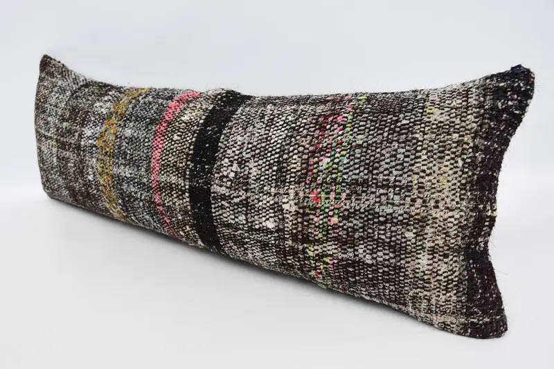 Bolster Cushion Cover, 12x36 Brown Pillow Sham, Vintage Kilim Pillow, Vintage Pillow, Turkish Kilim Pillow, Cushion Cover, Turkish Rugs Pillow Case - 4