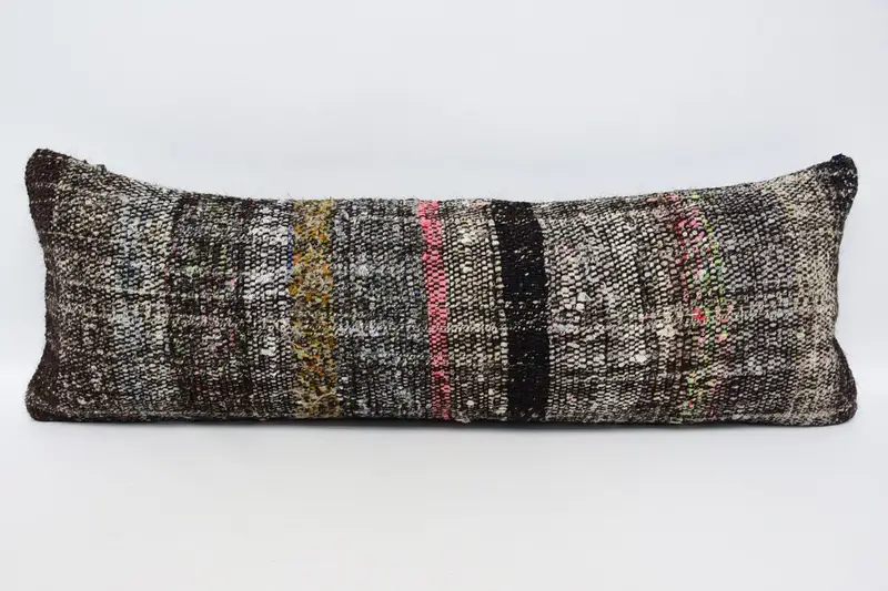 Bolster Cushion Cover, 12x36 Brown Pillow Sham, Vintage Kilim Pillow, Vintage Pillow, Turkish Kilim Pillow, Cushion Cover, Turkish Rugs Pillow Case - 1