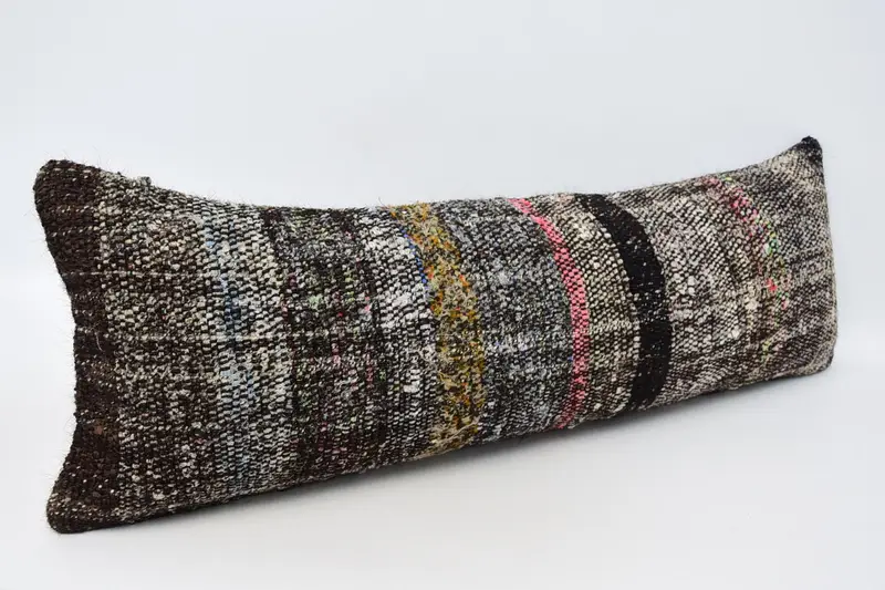 Bolster Cushion Cover, 12x36 Brown Pillow Sham, Vintage Kilim Pillow, Vintage Pillow, Turkish Kilim Pillow, Cushion Cover, Turkish Rugs Pillow Case - 3