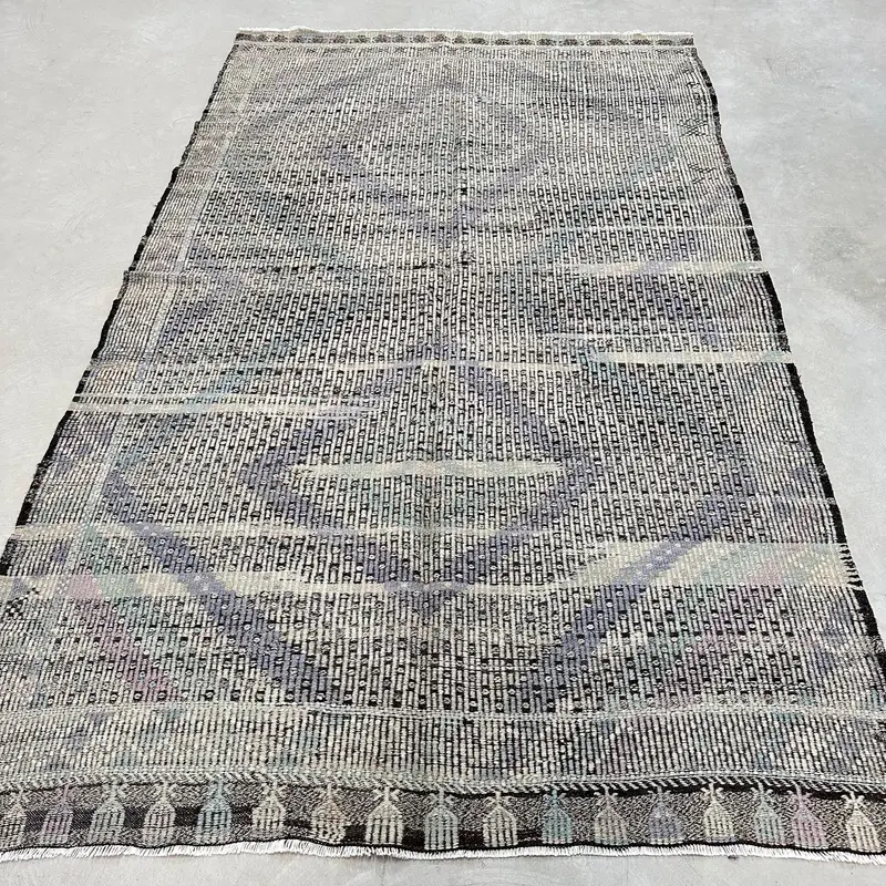 5,5x9,3 ft Bej & Mor Halı, Puantiyeli Desen