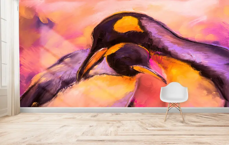 Modern Soyut Penguen Duvar Kağıdı: Penguen Severler için Basılı Sanat