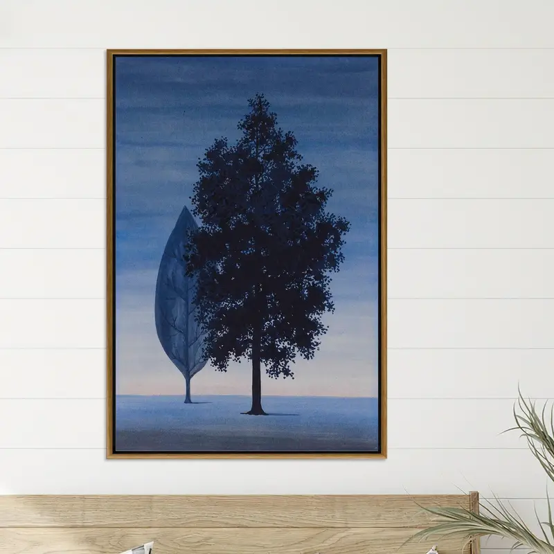 Moderne marineblaue surreale Baum-Zusammenfassung, bedruckte Leinwandkunst