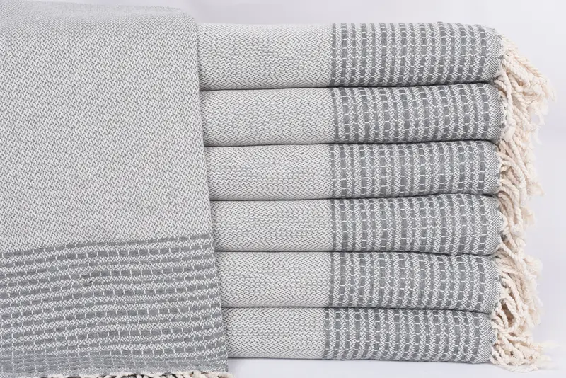 Wedding Gift Dark Gray Striped Organic Cotton Towel, 69x36 Inches