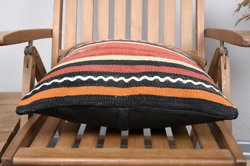 Pillow Cover, Throw Kilim Pillow, 18x18 Red Cushion Cover, Handmade Rug Seat Cushion, Luxury Pillow Case, Pillow for Couch, Interior Designer Pillow - 5