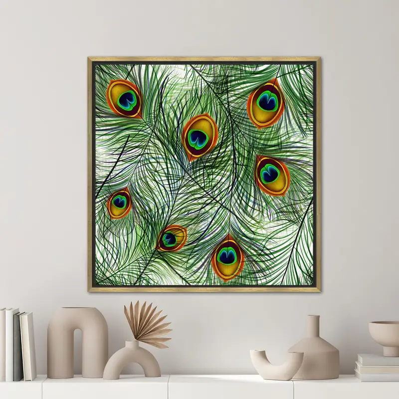 Modern Tavus Kuşu Tüyü Kanvas: Trendy, Renkli, Sanatsal Dekor