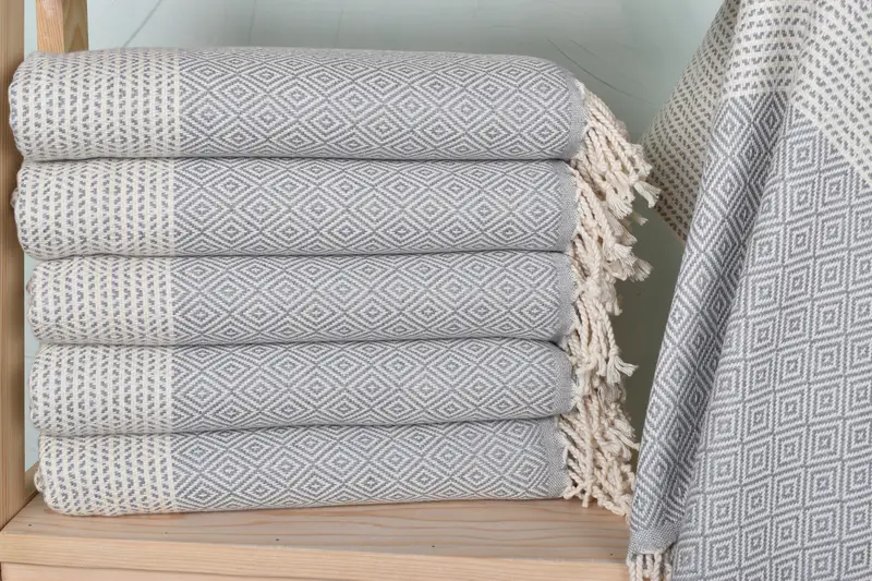 Newlywed Gift Gray Organic Cotton/Linen Towel, 40x71 Inches