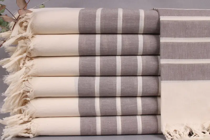 Personalized Towel Organic Brown Striped, 40x71 Inches Bachelorette Gift