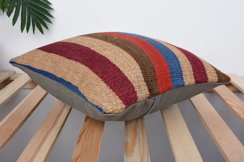 Pillow Cover, Floor Pillow, 16x16 Red Cushion, Turkish Kilim Pillow, Pillow for Sofa, Vintage Kilim Pillow, Morroccon Kilim Cushion Pillow Case - 6
