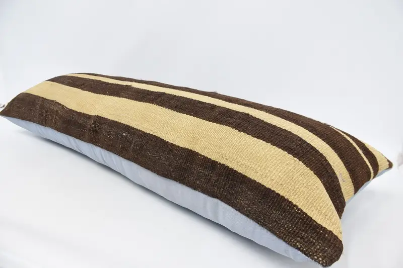 Cotton Pillow Cover, 16x48 Beige Pillow Case, Gift Pillow, Kilim Pillow Cover, Knitted Cushion Cover, Kilim Pillow, Pillow Sham, Aztec Pillow Cover - 5
