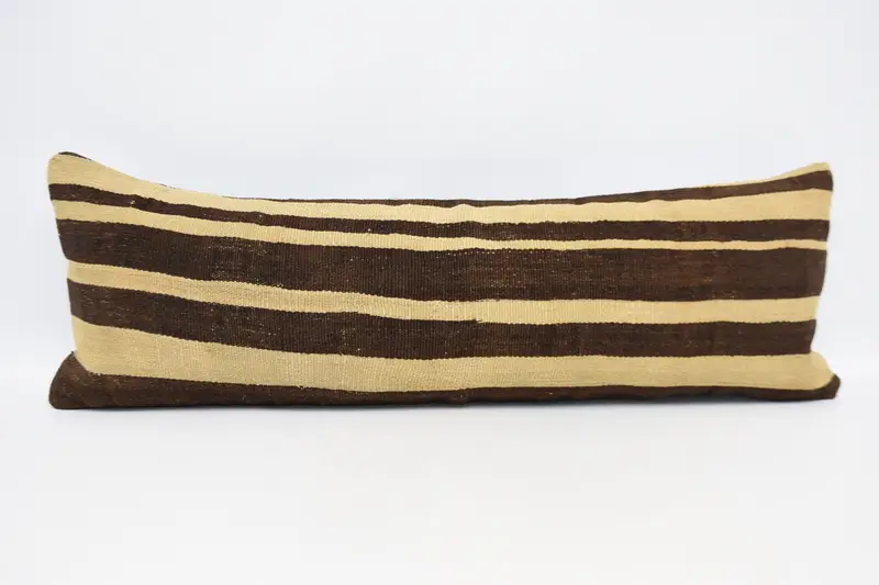 Cotton Pillow Cover, 16x48 Beige Pillow Case, Gift Pillow, Kilim Pillow Cover, Knitted Cushion Cover, Kilim Pillow, Pillow Sham, Aztec Pillow Cover - 1