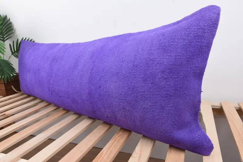 Kilim Pillow, Pillow Case, 16x48 Purple Cushion Case, Turkish Rugs Pillow Sham, Boho Pillow Sham Cover, Colorful Cushion, Pillow for Sofa - 5