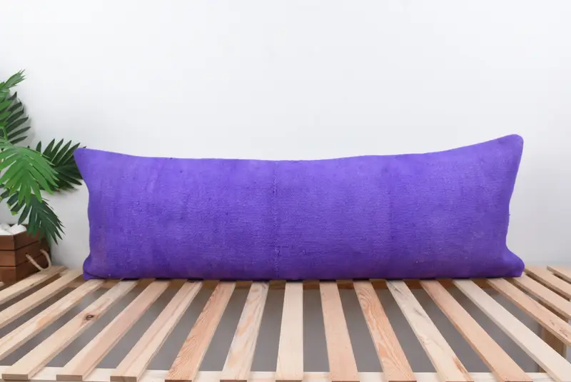 Kilim Pillow, Pillow Case, 16x48 Purple Cushion Case, Turkish Rugs Pillow Sham, Boho Pillow Sham Cover, Colorful Cushion, Pillow for Sofa - 1