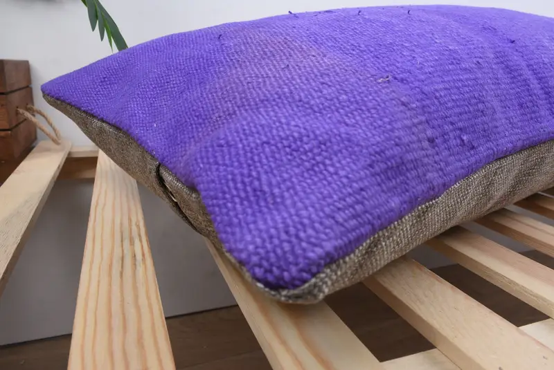 Kilim Pillow, Pillow Case, 16x48 Purple Cushion Case, Turkish Rugs Pillow Sham, Boho Pillow Sham Cover, Colorful Cushion, Pillow for Sofa - 6