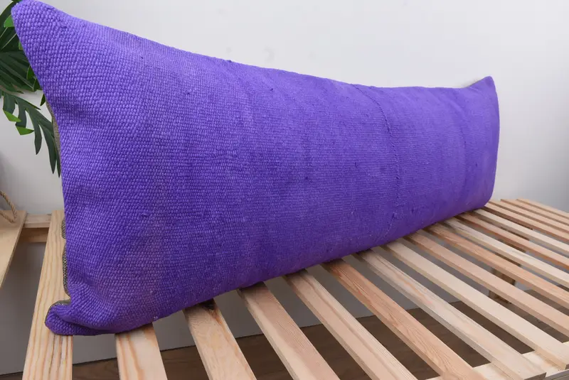 Kilim Pillow, Pillow Case, 16x48 Purple Cushion Case, Turkish Rugs Pillow Sham, Boho Pillow Sham Cover, Colorful Cushion, Pillow for Sofa - 4