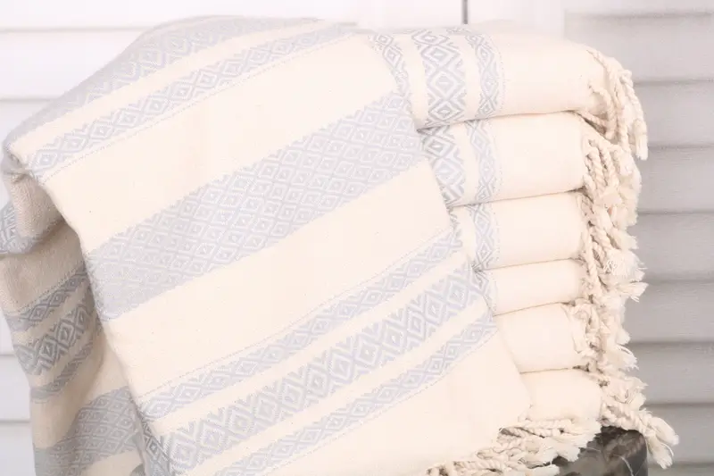 Diamond Towel Light Gray Organic Cotton, 36x71 Inches