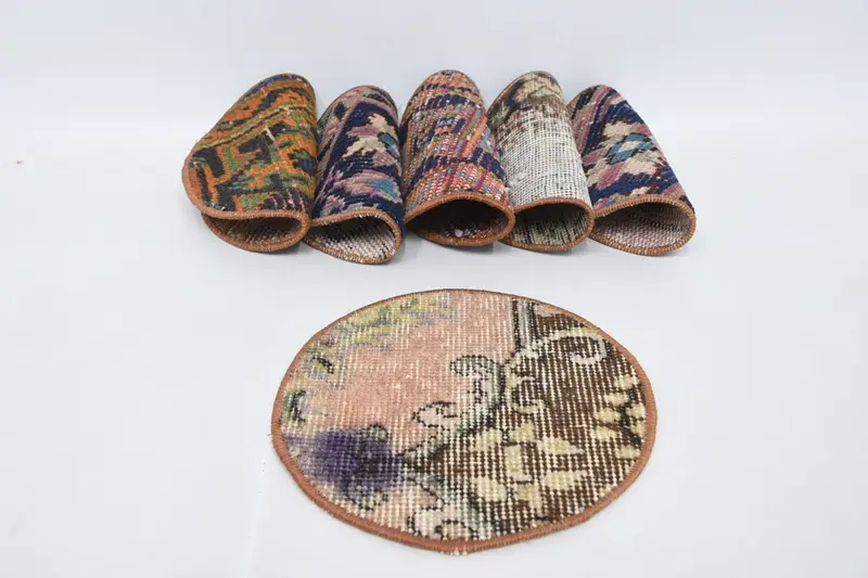 Böhmisches Tischset in Blau und Orange, 63,5 cm großes Tischset im gotischen Stil