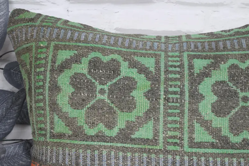 Boho Pillow, Patio Cushion Case, Pillow Cover, Christmas Cushion Cover, Kilim Pillow Cover, 20x20 Green Pillow Sham, Throw Kilim Pillow - 2