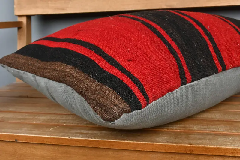 Antique Pillows, Pillow Case, 16x24 Red Cushion Cover, Colorful Pillow, Kilim Pillow, Vintage Pillow, Vintage Kilim Throw Pillow - 4