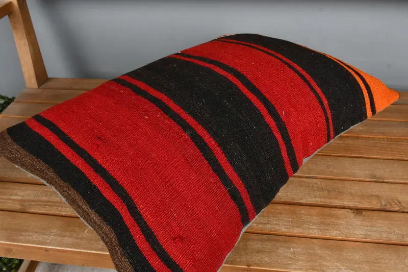 Antique Pillows, Pillow Case, 16x24 Red Cushion Cover, Colorful Pillow, Kilim Pillow, Vintage Pillow, Vintage Kilim Throw Pillow - 2