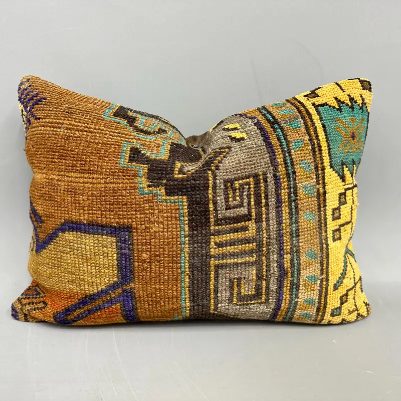 Almohada de lanzamiento del suroeste marrón, cojín vintage bordado de 20x28