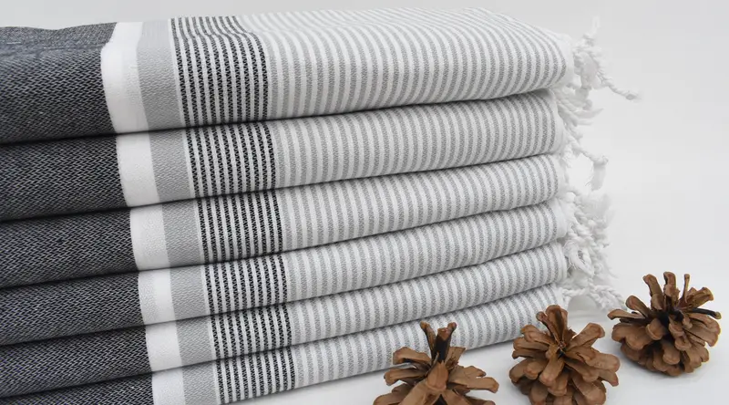 Wedding Gift Towel, Gray and Black, Turkish Beach Towel, 70x36 Inches