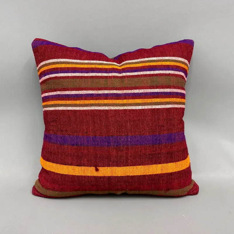 Luxury Pillow Case, Turkish Kilim Pillow, Gift Pillow, Retro Pillow Case, Cushion Case, Ikat Cushion Case, 18x18 Red Pillow Sham, Antique Pillows - 4