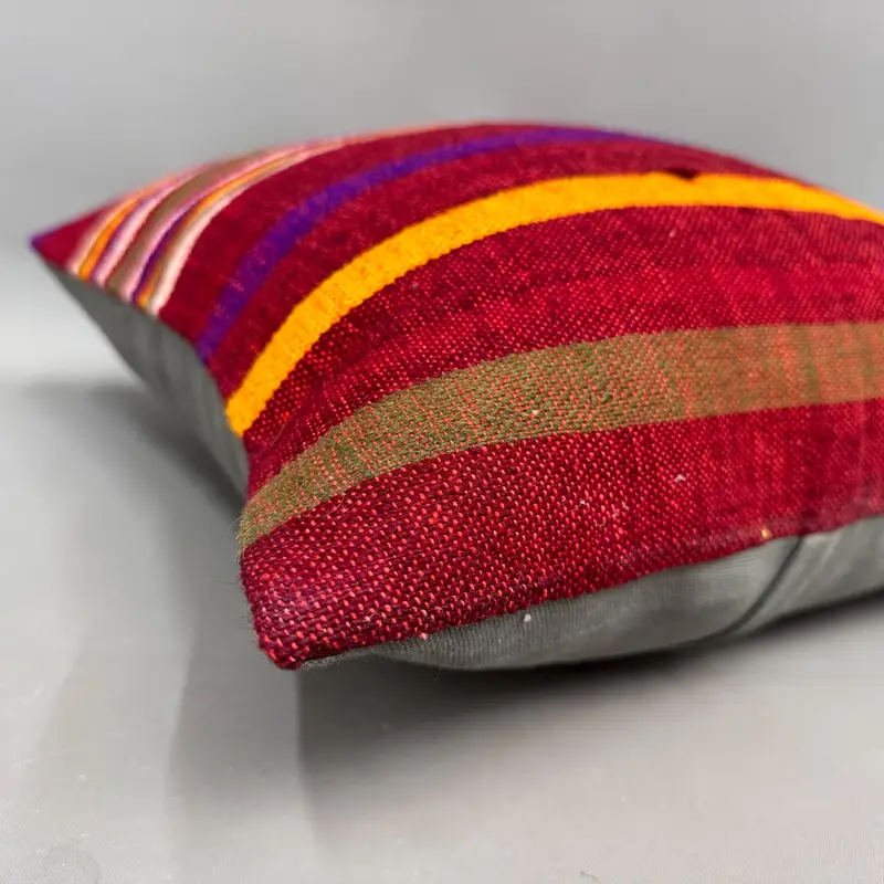 Luxury Pillow Case, Turkish Kilim Pillow, Gift Pillow, Retro Pillow Case, Cushion Case, Ikat Cushion Case, 18x18 Red Pillow Sham, Antique Pillows - 6