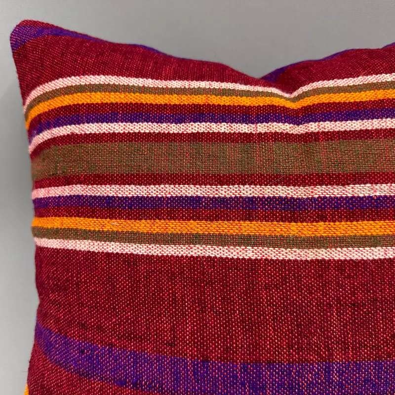 Luxury Pillow Case, Turkish Kilim Pillow, Gift Pillow, Retro Pillow Case, Cushion Case, Ikat Cushion Case, 18x18 Red Pillow Sham, Antique Pillows - 5