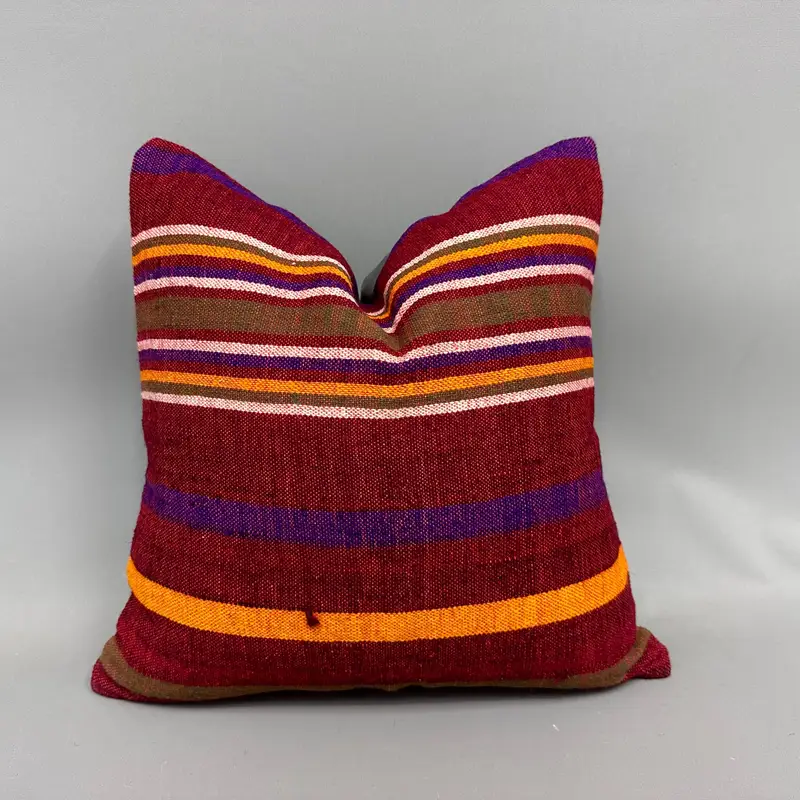Luxury Pillow Case, Turkish Kilim Pillow, Gift Pillow, Retro Pillow Case, Cushion Case, Ikat Cushion Case, 18x18 Red Pillow Sham, Antique Pillows - 1