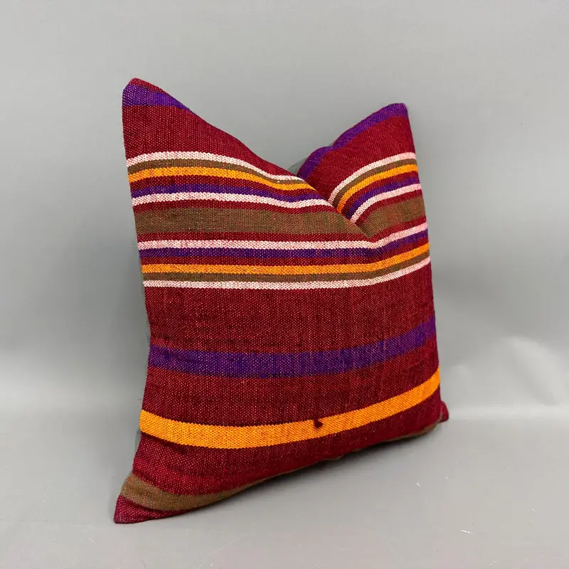 Luxury Pillow Case, Turkish Kilim Pillow, Gift Pillow, Retro Pillow Case, Cushion Case, Ikat Cushion Case, 18x18 Red Pillow Sham, Antique Pillows - 2