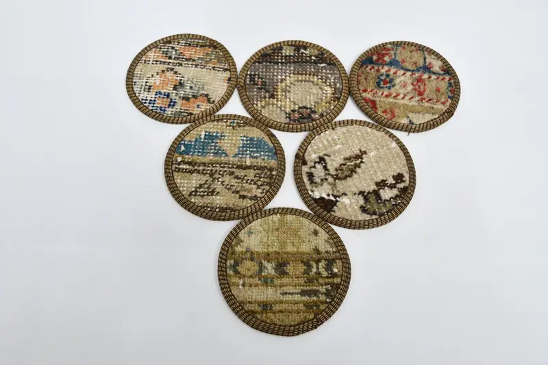 Posavasos Kilim marrones y beige, decoración de cocina de inspiración étnica