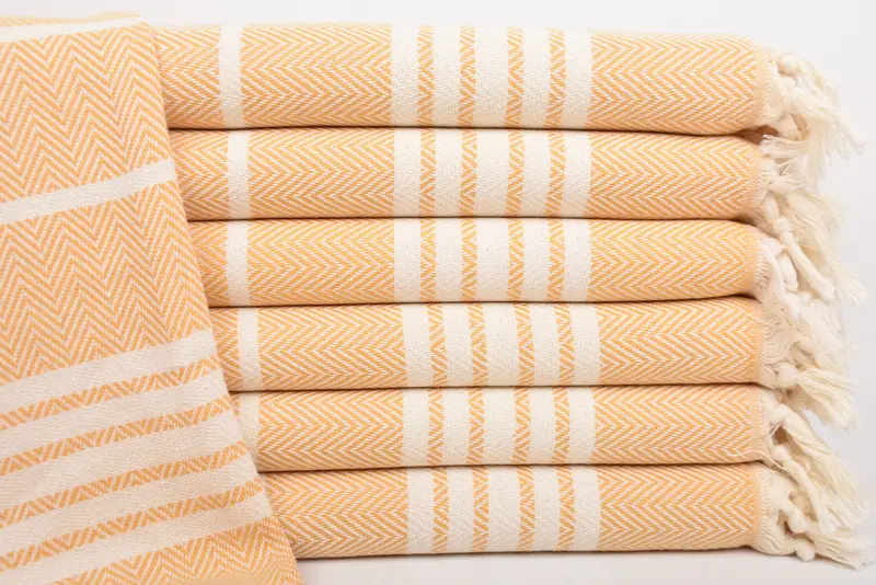 Mustard Striped Hand Towel Personalized Organic Cotton, 40x20 Inches