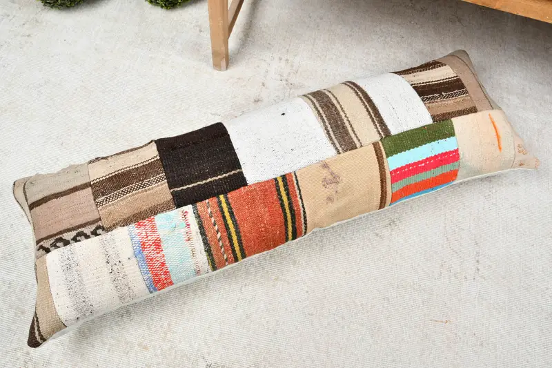 Home Decor Pillow, Pillow Cover, Ethnical Kilim Rug Pillow, Yoga Pillow Cover, Kilim Cushion Sham, 16x48 Brown Cushion Cover - 8