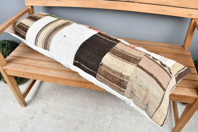 Home Decor Pillow, Pillow Cover, Ethnical Kilim Rug Pillow, Yoga Pillow Cover, Kilim Cushion Sham, 16x48 Brown Cushion Cover - 2