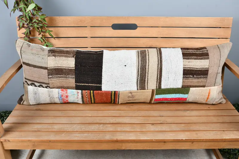 Home Decor Pillow, Pillow Cover, Ethnical Kilim Rug Pillow, Yoga Pillow Cover, Kilim Cushion Sham, 16x48 Brown Cushion Cover - 6