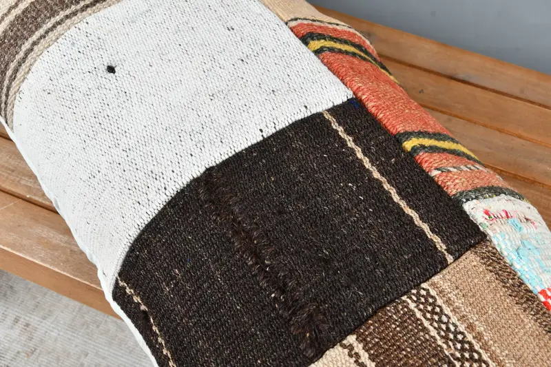 Home Decor Pillow, Pillow Cover, Ethnical Kilim Rug Pillow, Yoga Pillow Cover, Kilim Cushion Sham, 16x48 Brown Cushion Cover - 3