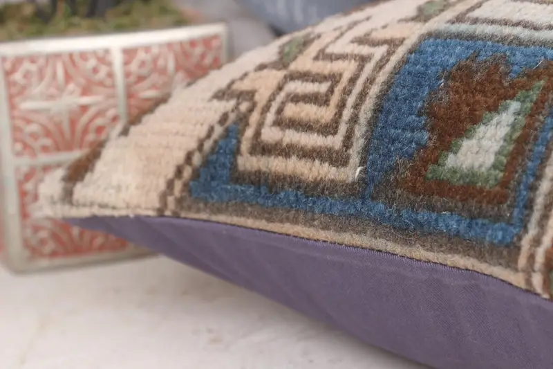 Aesthetic Cushion Case, Pillow for Couch, Cushion Case, 12x12 Beige Pillow Case, Vintage Pillow, Kilim Cushion Sham, Comfy Throw Pillow Sham - 7